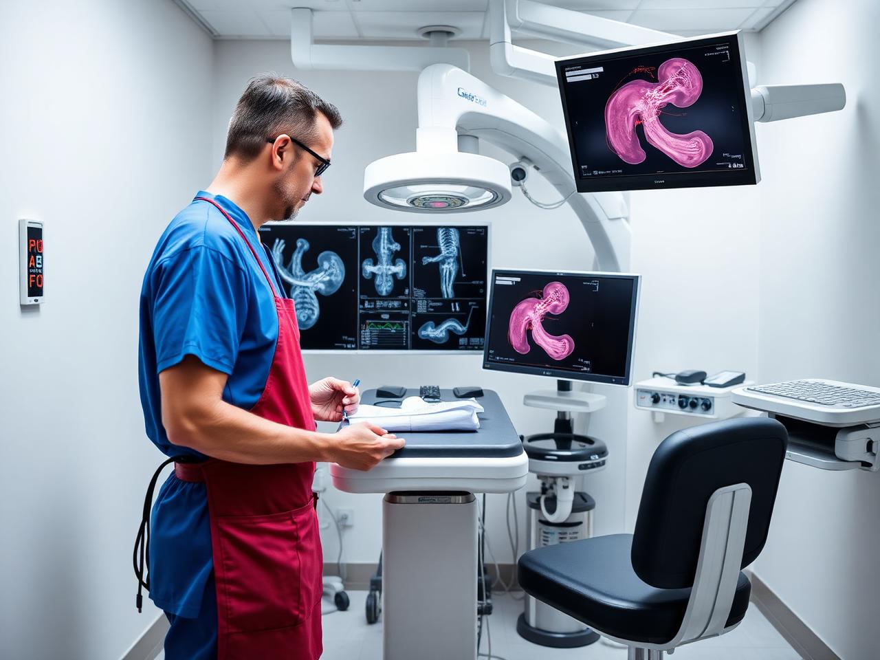 Genicular artery embolization performed under fluoroscopy in modern angio suite