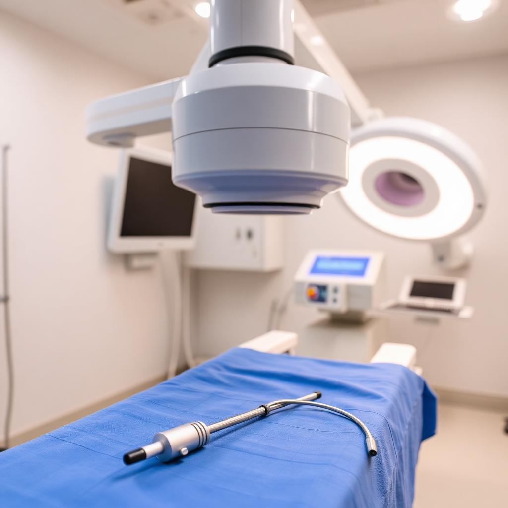 Hemorrhoid artery embolization procedure in interventional radiology suite
